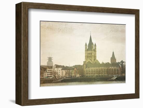 Retro Style View of Gothic Cathedral in Cologne, Germany-ilolab-Framed Photographic Print