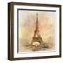 Retro Styled Background - Eiffel Tower-Maugli-l-Framed Art Print