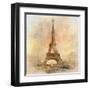 Retro Styled Background - Eiffel Tower-Maugli-l-Framed Art Print