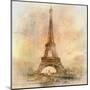 Retro Styled Background - Eiffel Tower-Maugli-l-Mounted Art Print