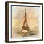 Retro Styled Background - Eiffel Tower-Maugli-l-Framed Art Print