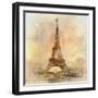 Retro Styled Background - Eiffel Tower-Maugli-l-Framed Art Print