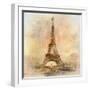 Retro Styled Background - Eiffel Tower-Maugli-l-Framed Art Print