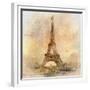 Retro Styled Background - Eiffel Tower-Maugli-l-Framed Premium Giclee Print