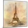 Retro Styled Background - Eiffel Tower-Maugli-l-Mounted Premium Giclee Print