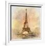 Retro Styled Background - Eiffel Tower-Maugli-l-Framed Art Print