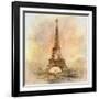 Retro Styled Background - Eiffel Tower-Maugli-l-Framed Art Print