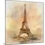 Retro Styled Background - Eiffel Tower-Maugli-l-Mounted Art Print