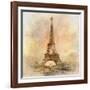 Retro Styled Background - Eiffel Tower-Maugli-l-Framed Art Print