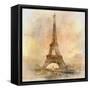 Retro Styled Background - Eiffel Tower-Maugli-l-Framed Stretched Canvas