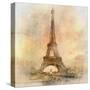 Retro Styled Background - Eiffel Tower-Maugli-l-Stretched Canvas