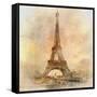Retro Styled Background - Eiffel Tower-Maugli-l-Framed Stretched Canvas