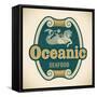 Retro-Styled Seafood Label Including An Image Of Mermaid-Arty-Framed Stretched Canvas