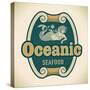 Retro-Styled Seafood Label Including An Image Of Mermaid-Arty-Stretched Canvas