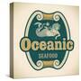 Retro-Styled Seafood Label Including An Image Of Mermaid-Arty-Stretched Canvas