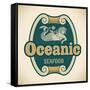 Retro-Styled Seafood Label Including An Image Of Mermaid-Arty-Framed Stretched Canvas