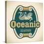 Retro-Styled Seafood Label Including An Image Of Mermaid-Arty-Stretched Canvas