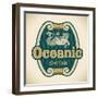 Retro-Styled Seafood Label Including An Image Of Mermaid-Arty-Framed Art Print