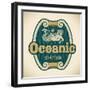 Retro-Styled Seafood Label Including An Image Of Mermaid-Arty-Framed Art Print