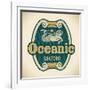 Retro-Styled Seafood Label Including An Image Of Mermaid-Arty-Framed Art Print