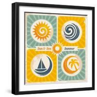 Retro Summer Holiday Poster-Lukeruk-Framed Art Print