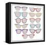 Retro Sunglasses Set-cherry blossom girl-Framed Stretched Canvas