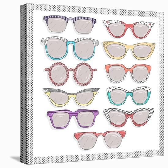 Retro Sunglasses Set-cherry blossom girl-Stretched Canvas