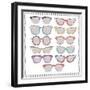 Retro Sunglasses Set-cherry blossom girl-Framed Art Print