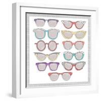 Retro Sunglasses Set-cherry blossom girl-Framed Art Print