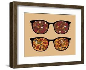 Retro Sunglasses with Autumn Reflection in It.-panova-Framed Art Print