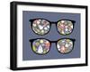 Retro Sunglasses with Christmas Time Reflection.-panova-Framed Art Print