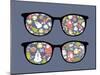 Retro Sunglasses with Christmas Time Reflection.-panova-Mounted Art Print