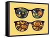 Retro Sunglasses with Halloween Reflection in It.-panova-Framed Stretched Canvas