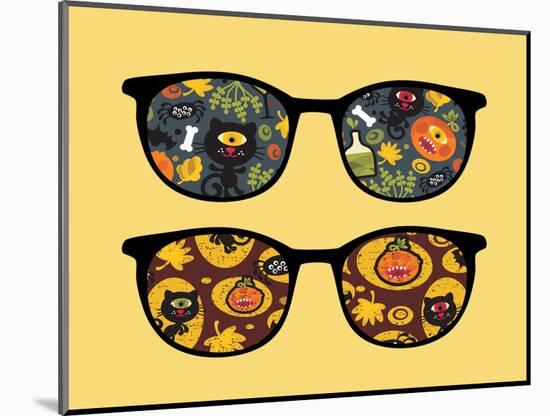 Retro Sunglasses with Halloween Reflection in It.-panova-Mounted Art Print