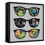 Retro Sunglasses with Monsters Reflection.-panova-Framed Stretched Canvas