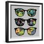 Retro Sunglasses with Monsters Reflection.-panova-Framed Art Print