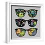 Retro Sunglasses with Monsters Reflection.-panova-Framed Art Print