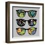 Retro Sunglasses with Monsters Reflection.-panova-Framed Art Print