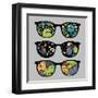 Retro Sunglasses with Monsters Reflection.-panova-Framed Art Print