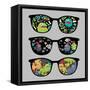 Retro Sunglasses with Monsters Reflection.-panova-Framed Stretched Canvas