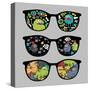 Retro Sunglasses with Monsters Reflection.-panova-Stretched Canvas