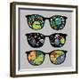 Retro Sunglasses with Monsters Reflection.-panova-Framed Premium Giclee Print