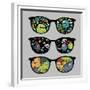 Retro Sunglasses with Monsters Reflection.-panova-Framed Premium Giclee Print