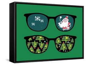 Retro Sunglasses with New Year Reflection in It. Vector Illustration of Accessory - Isolated Eyegla-panova-Framed Stretched Canvas