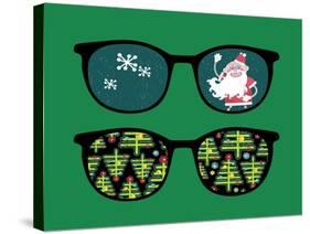 Retro Sunglasses with New Year Reflection in It. Vector Illustration of Accessory - Isolated Eyegla-panova-Stretched Canvas