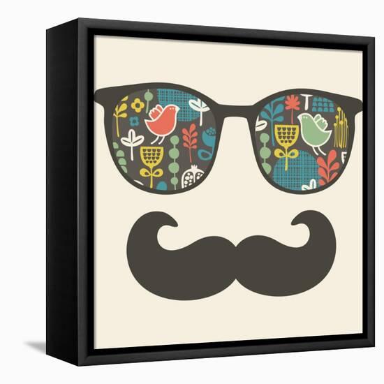 Retro Sunglasses With Reflection For Hipster-panova-Framed Stretched Canvas