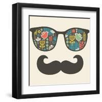 Retro Sunglasses With Reflection For Hipster-panova-Framed Art Print