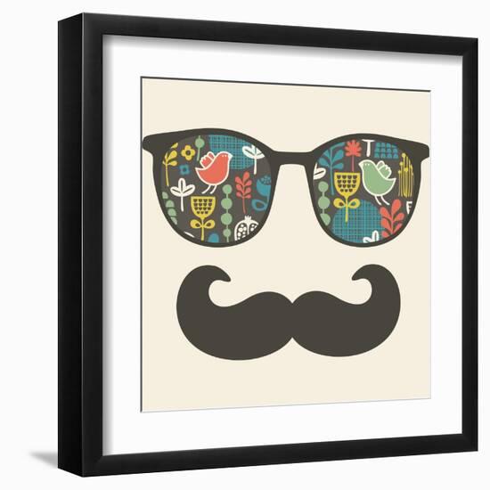 Retro Sunglasses With Reflection For Hipster-panova-Framed Art Print