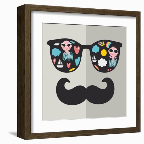 Retro Sunglasses with Reflection for Hipster.-panova-Framed Art Print