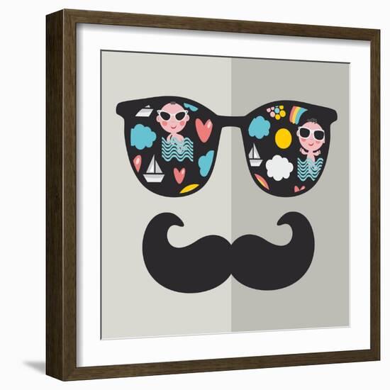 Retro Sunglasses with Reflection for Hipster.-panova-Framed Art Print